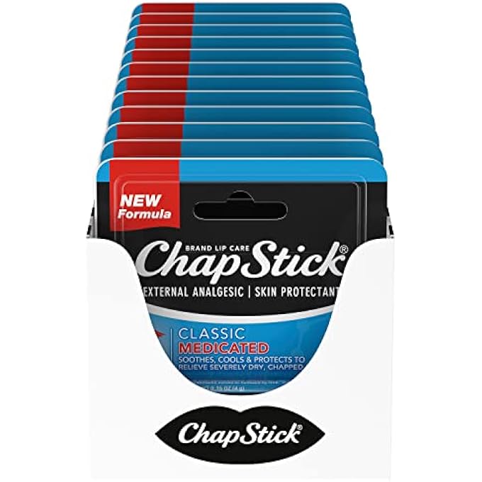 chapstick CLASSIC MEDICATED LIP BALM TUBES, CHAPPED LIPS TREATMENT AND SKIN PROTECTANT - 0.15X12 OZ - Image 1